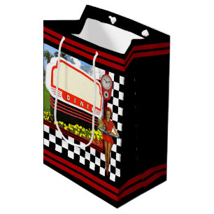 Sac Cadeau Moyen Panneau blanc les années 50 Retro Diner