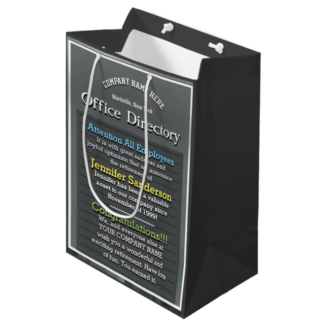 Sac Cadeau Moyen Panneau de retrait personnalisé et mignon (Devant Angle)