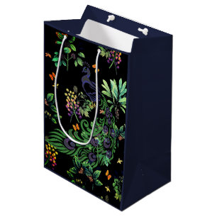 Sac Cadeau Moyen Paon orné et Vintage Floral