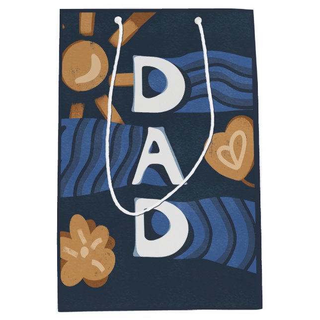 Sac Cadeau Moyen Papa - Bonne Fête des pères bleu marine (Devant)