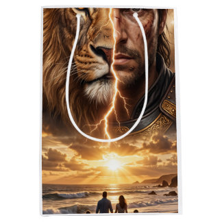 Sac Cadeau Moyen Papier cadeau Epic Lion and Warrior Sunset