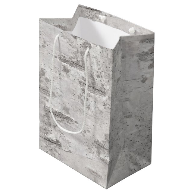 Sac Cadeau Moyen Papier d'enrobage de texture d'écorce de bouleau (Devant Angle)
