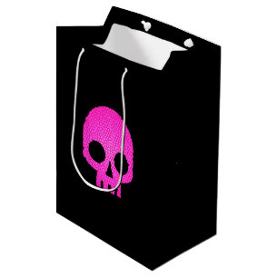 Sac Cadeau Moyen Papier d'enveloppement de crâne en mosaïque rose