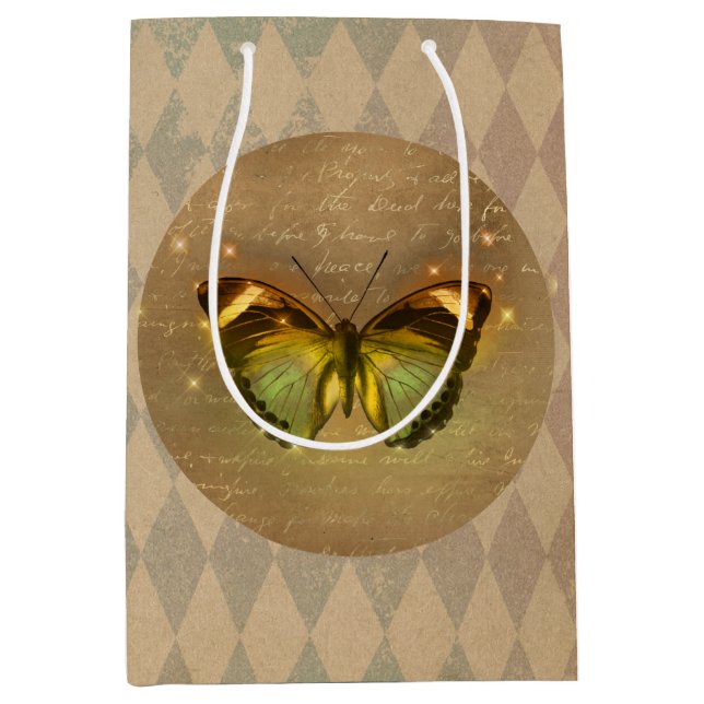 Sac Cadeau Moyen Papillon enchâssé vintage (Devant)