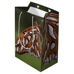 Sac Cadeau Moyen Papillon orange et blanc tacheté vert photo