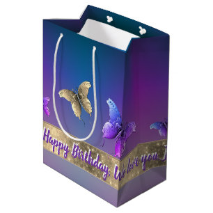 Sac Cadeau Moyen Papillon romantique bleu