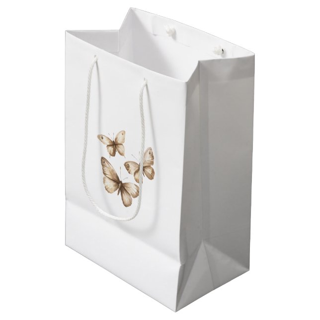 Sac Cadeau Moyen Papillons à crème Brown Tan (Devant Angle)