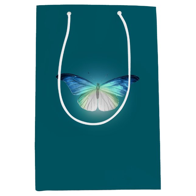 Sac Cadeau Moyen Papillons bleus et blancs (Devant)
