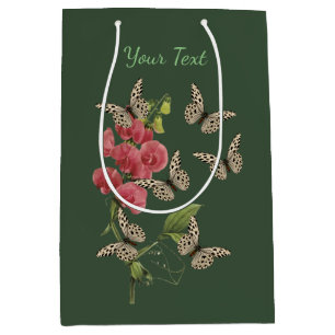 Sac Cadeau Moyen Papillons Et Fleur De Pois Doux Personnalisé