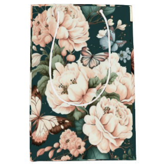 Sac Cadeau Moyen Papillons et fleurs