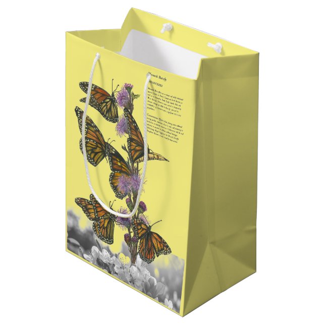 Sac Cadeau Moyen Papillons Monarques Peints à la main gracieux (Devant Angle)