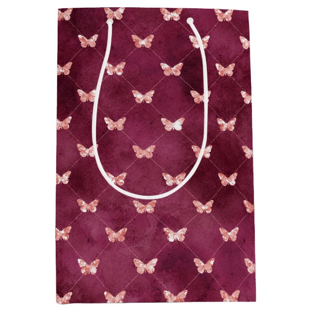 Sac Cadeau Moyen Papillons roses de Bourgogne (Devant)