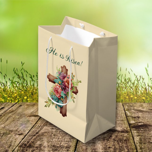 Sac Cadeau Moyen Pâques "Il est ressuscité" avec intérieur personna (Créateur téléchargé)