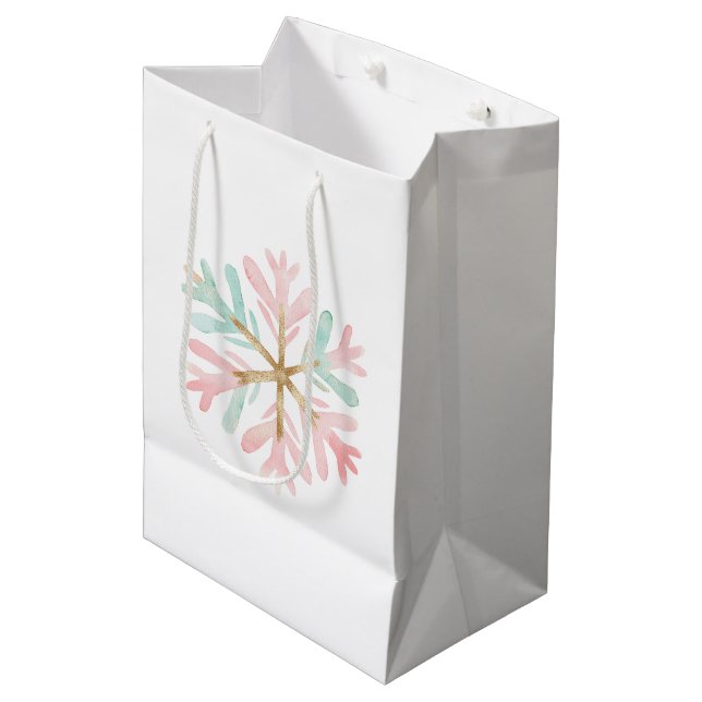 Sac Cadeau Moyen Parfum de Noël rose blanc (Devant Angle)