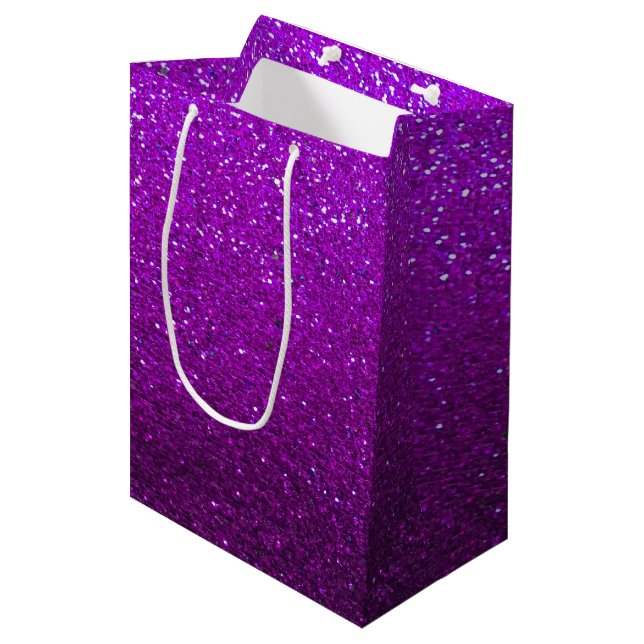 Sac Cadeau Moyen Parties scintillant d'aubergine Ombre Sparkles Bat (Devant Angle)