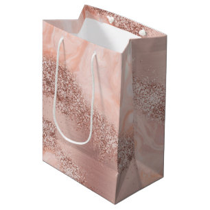 Sac Cadeau Moyen Parties scintillant du code géographique rose Gold