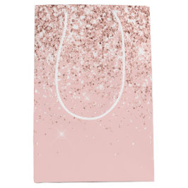 Sac Cadeau Moyen Parties scintillant Fille rose vif
