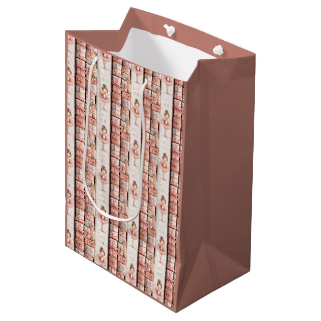 Sac Cadeau Moyen Pastel Ballet Theme with Ribbons and Tutus (Devant Angle)