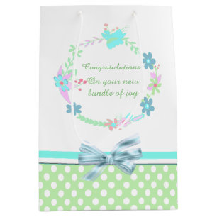 Sac Cadeau Moyen Pastel Floral Wreath Medium Cadeau