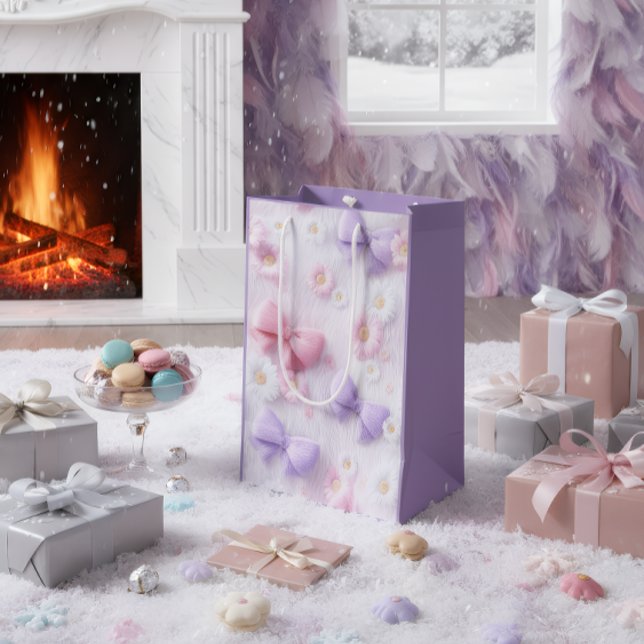 Sac Cadeau Moyen Pastel Fluffy Bows & Flowers Gift Bag (Créateur téléchargé)