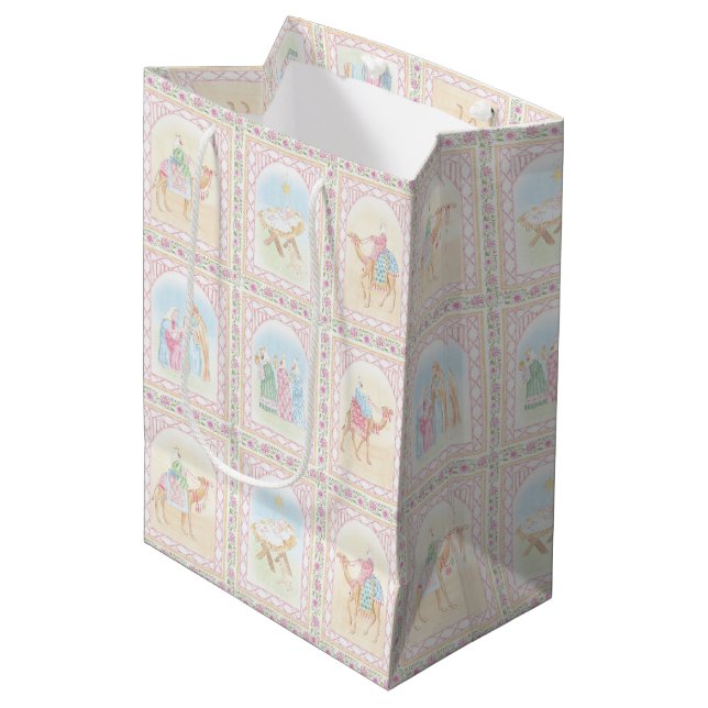 Sac Cadeau Moyen Pastel Nativity Scenes (Devant Angle)
