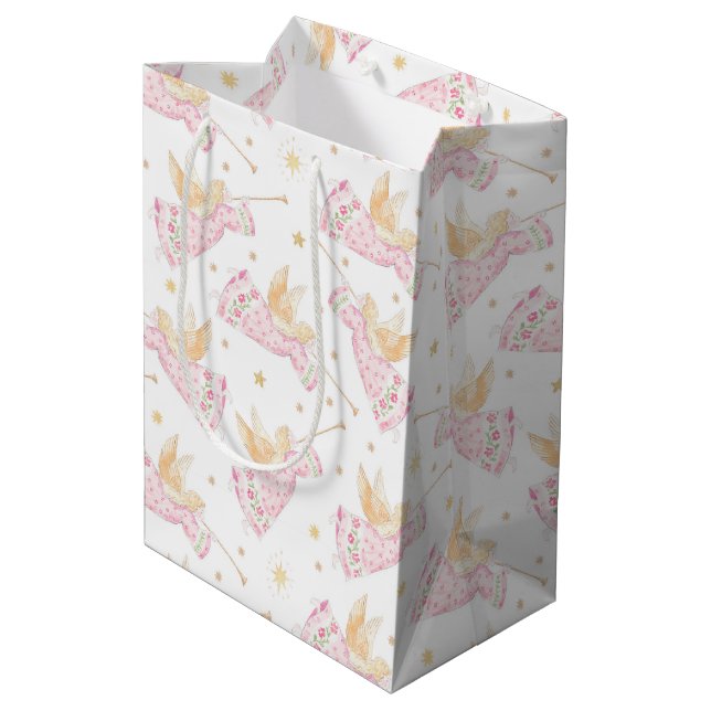 Sac Cadeau Moyen Pastel Pink Christmas Angels (Dos Angle)