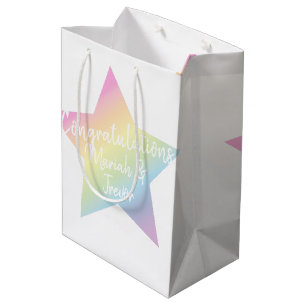 Sac Cadeau Moyen Pastel Rainbow Star Baby shower
