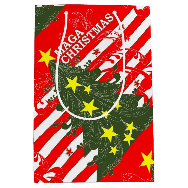 Sac Cadeau Moyen Patriotique de Noël MAGA (Devant)