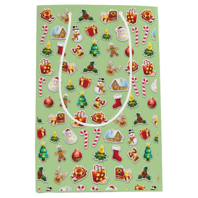 Sac Cadeau Moyen Patters de Noël (Devant)