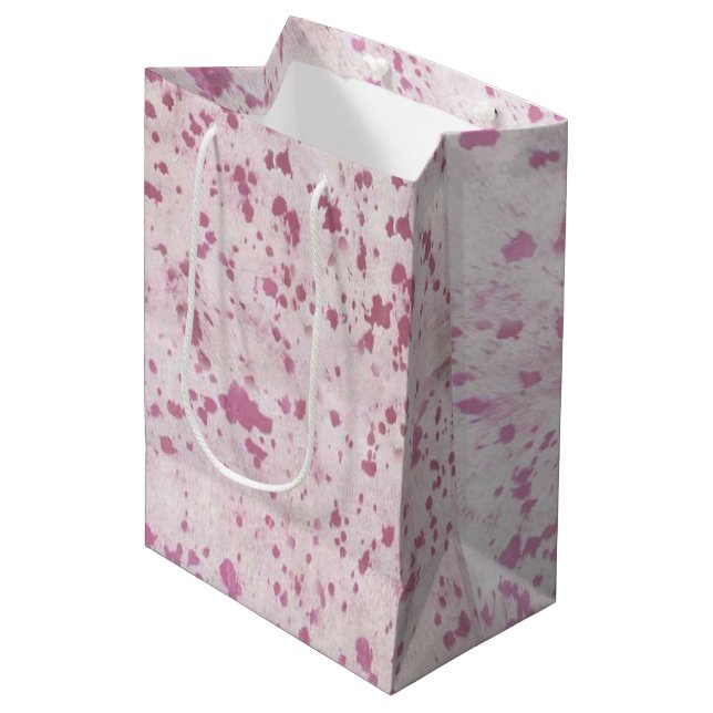 Sac Cadeau Moyen Pays de la vache blanche et rose Ouest (Devant Angle)