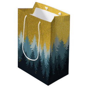 Sac Cadeau Moyen Paysage d'or des arbres forestiers
