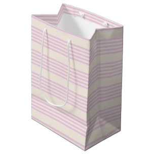 Sac Cadeau Moyen Peaches et crème cinq bandes motif