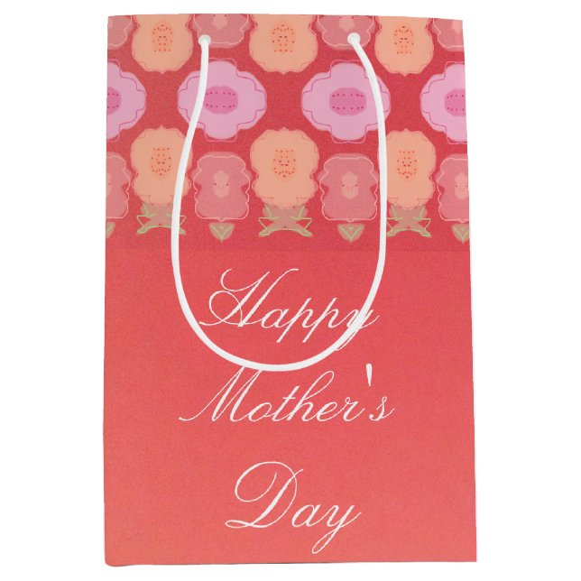 Sac Cadeau Moyen Pêche et rose (Devant)