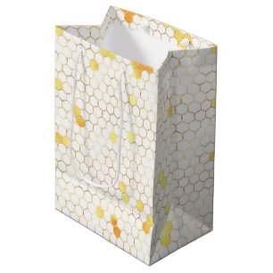 Sac Cadeau Moyen Peigne d'or blanc élégant