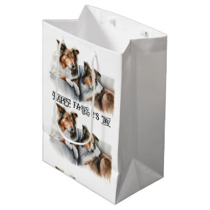Sac Cadeau Moyen Peinture aquarelle Collies rugueuses