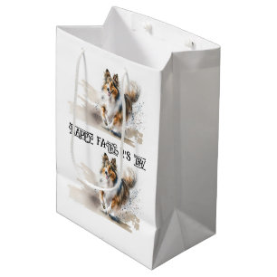 Sac Cadeau Moyen Peinture aquarelle Collies rugueuses