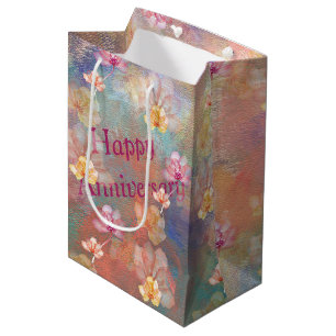 Sac Cadeau Moyen Peinture et fleurs Abstraites