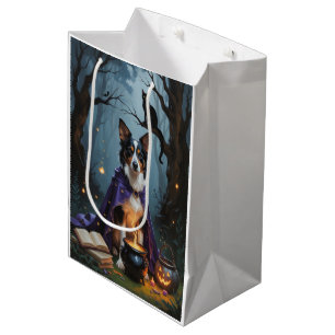 Sac Cadeau Moyen Peinture fantaisiste d'Halloween de chien Kelpie a
