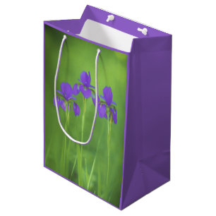 Sac Cadeau Moyen Peinture Iris Violet - Art Fleur Originale