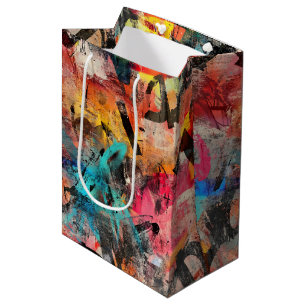 Sac Cadeau Moyen Peinture Murale de Rue avec Coulures Superposées &