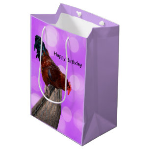 Sac Cadeau Moyen Perché en Majesté : coq sur Dreamy Purple Glow