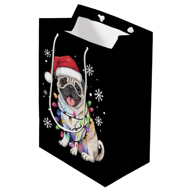 Sac Cadeau Moyen Père Noël Carlin Noël lumières Noël Amoureux des c (Devant Angle)