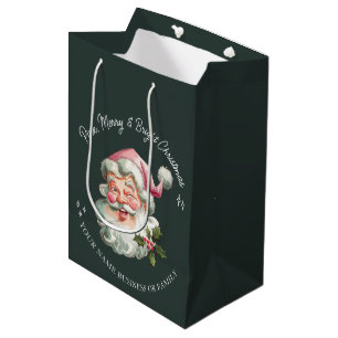 Sac Cadeau Moyen Père Noël rose de Noël personnalisé rétro