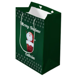 Sac Cadeau Moyen Père Noël saisonnier moderne Joyeux Noël