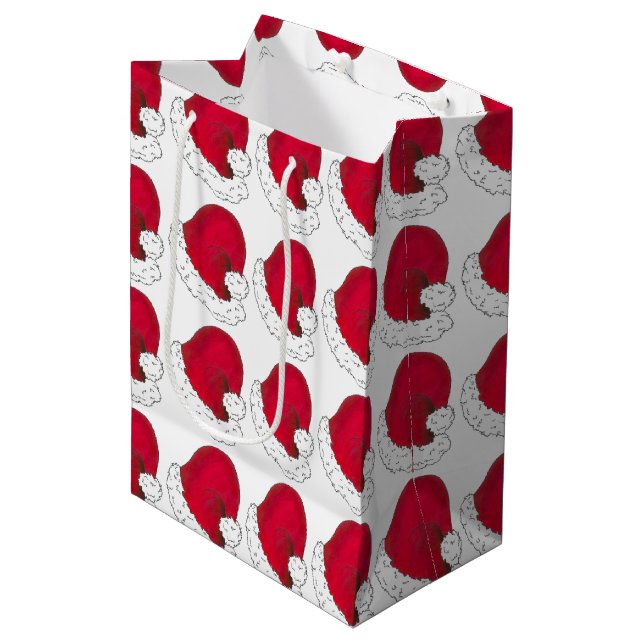 Sac Cadeau Moyen Père Noël Secret Père Noël Casquette rouge (Devant Angle)