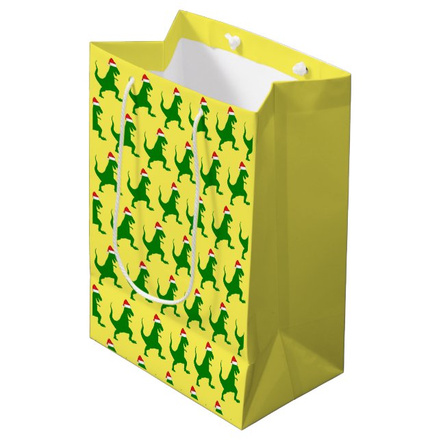 Sac Cadeau Moyen Père Noël T-Rex (Devant Angle)