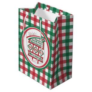 Sac Cadeau Moyen Père Noël's Retro Marquee - Ho Ho Ho Joyeux et lum
