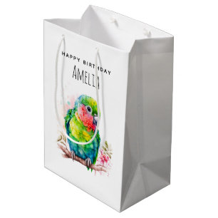 Sac Cadeau Moyen Perroquet vert - Bébé mignon Anniversaire