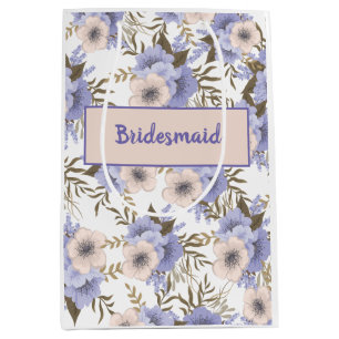 Sac Cadeau Moyen Personalisé Romantique Violet Sage Botanique Flora