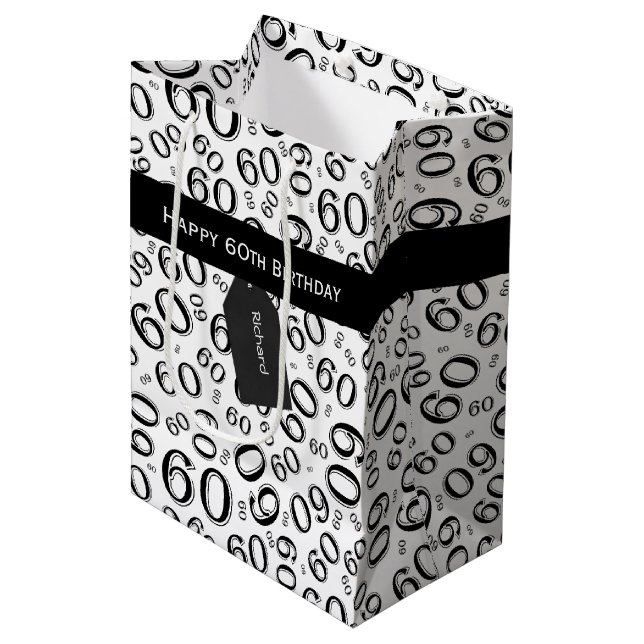 Sac Cadeau Moyen Personnalisez : Au-dessus du soixantième thème (Devant Angle)